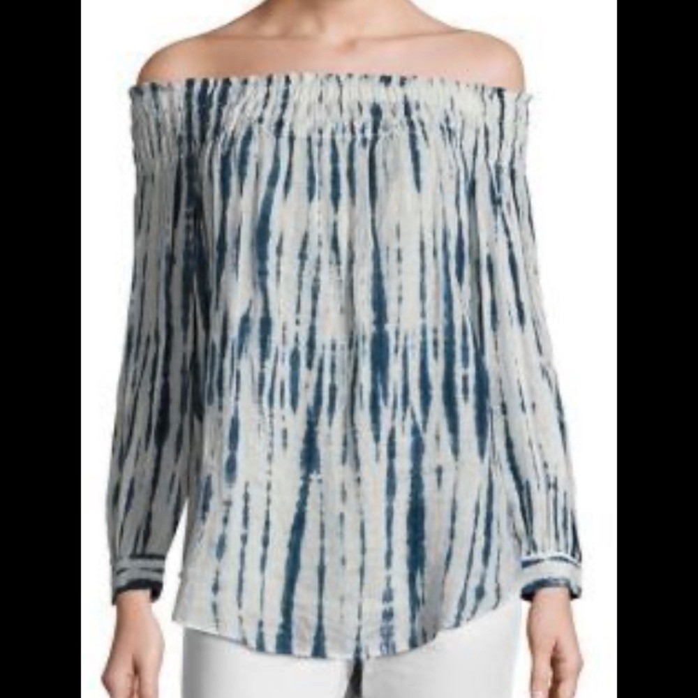 polo-ralph-lauren-shibori-offtheshoulder-linen-top- size XS‎ summer vacation